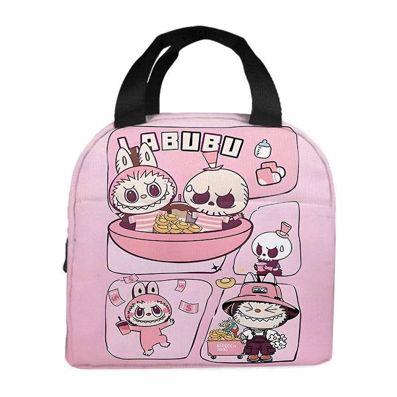 Labubu Cartoon Lunch Bag Insulated Bento Box Tote for Kids