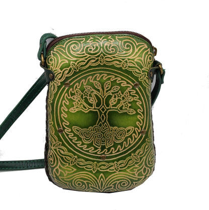 Leather Tree of Life Rectangle Phone Card Money Pouch Purse Bag Wallet