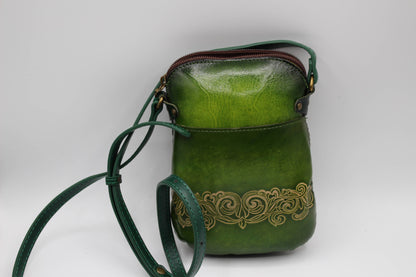 Leather Tree of Life Rectangle Phone Card Money Pouch Purse Bag Wallet