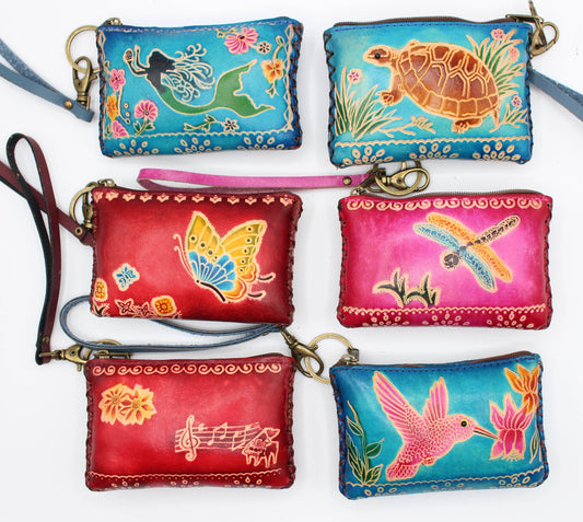 Rectangle Leather Card Wristlet Coin Purse
